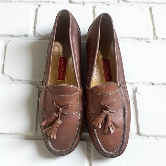 Cole Haan Pinch Tassel Loafers Men's Brown Leather Slip On Dress Shoes Size 11 - Picture 1 of 10